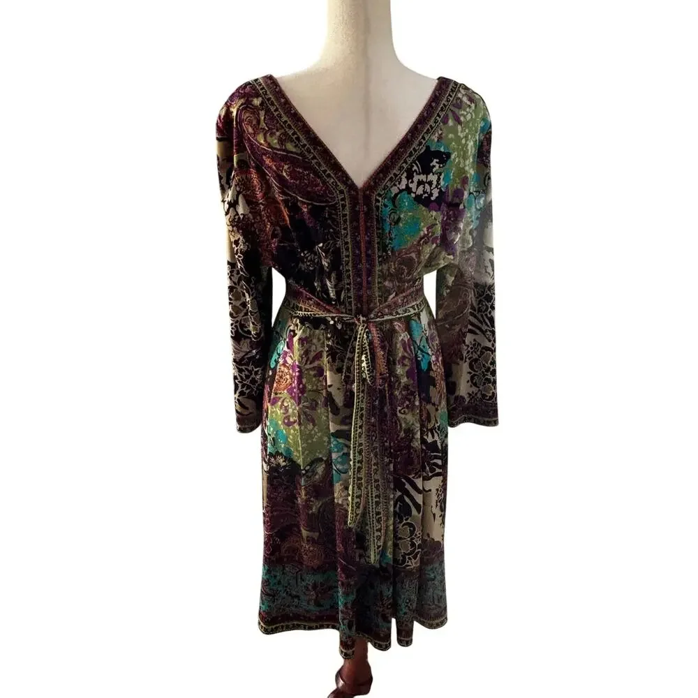 ECI New York Dress Floral V-Neck Stretchy Dress Boho Colorful Size XL - Picture 8 of 8